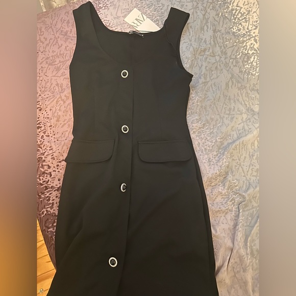 Zara Black Button down Dress - Picture 2 of 2